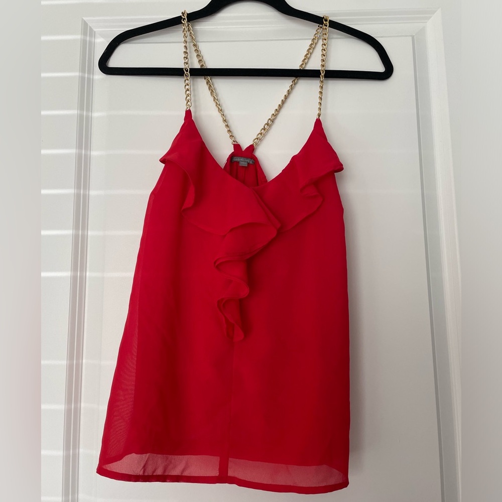 Women’s Red Blouse with Gold Chains